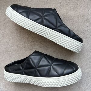 Aerosoles Ella Black Quilted Vegan Faux Leather Slip On Mule Shoe Women’s 6.5